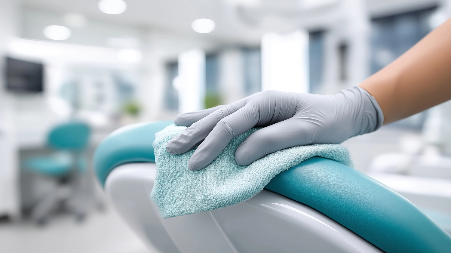 OLAG Gebäudeservice - Reinigungsfirma - Arztpraxis Reinigung -Reinigungsprozedur in einer modernen Zahnklinik nach dem Patiententermin